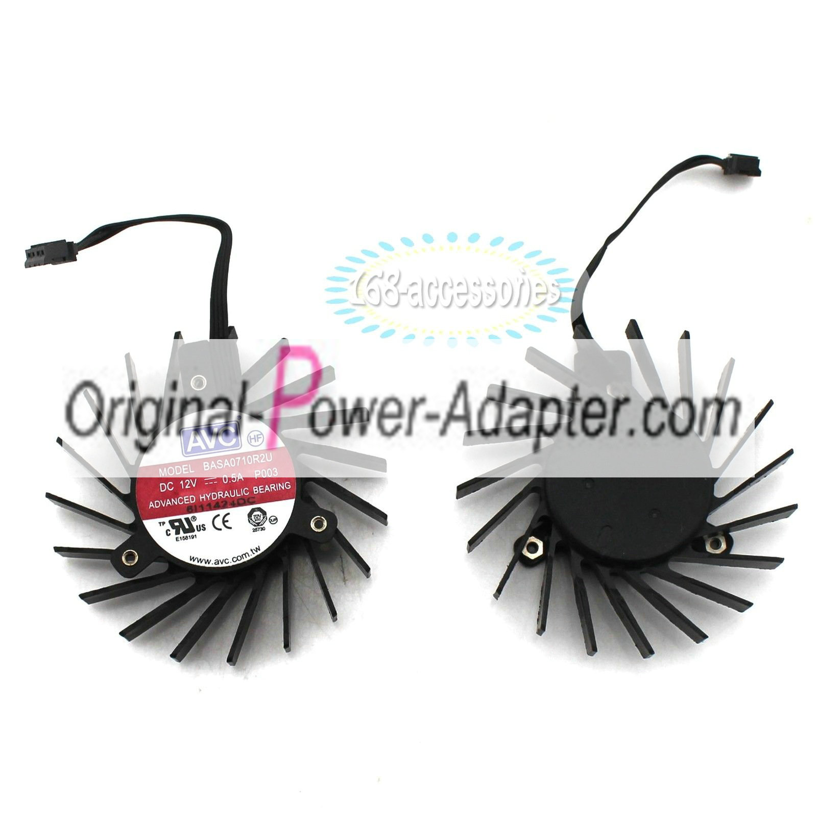 12V 0.5A For AVC BASA0710R2U Video Card 4-Pin 65x65x13mm Fan